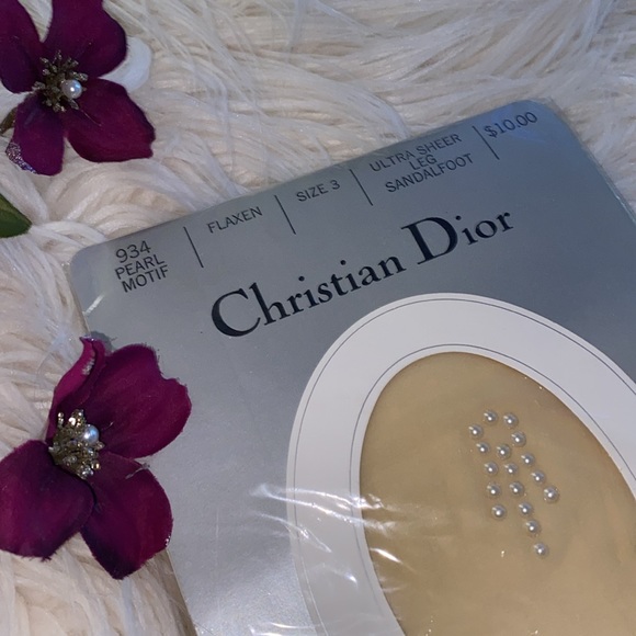 CHRISTIAN DIOR 934 pearl motif stoking tights - Picture 2 of 8